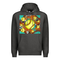 Charcoal Heather softball cowhide turquoise glitter tumbler Premium Hoodie - Jasminsmagicworld