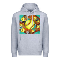 Heather Grey softball cowhide turquoise glitter tumbler Premium Hoodie - Jasminsmagicworld