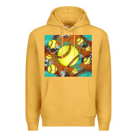 Mustard softball cowhide turquoise glitter tumbler Premium Hoodie - Jasminsmagicworld