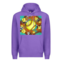 Purple softball cowhide turquoise glitter tumbler Premium Hoodie - Jasminsmagicworld