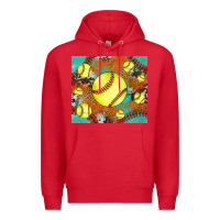 Red softball cowhide turquoise glitter tumbler Premium Hoodie - Jasminsmagicworld