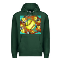 Sports Green softball cowhide turquoise glitter tumbler Premium Hoodie - Jasminsmagicworld