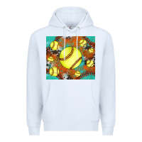 White softball cowhide turquoise glitter tumbler Premium Hoodie - Jasminsmagicworld