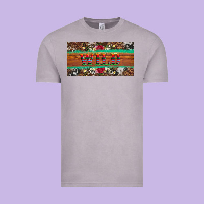 Western Wild And Floral Leopard  Cowhide Licanse Plate Vintage Tee Designed By Artiststas