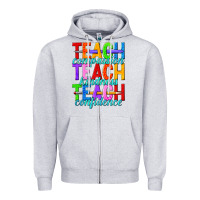 Heather Grey teach compassion teach kindness teach confidence Zipper Hoodie - texasbilliewilder