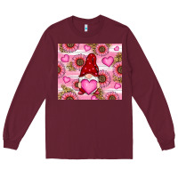 Burgundy valentines day gnomes Long Sleeve Tee - RanaPortraitStore