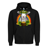 Black st patricks day baby sheep shamrocks gold rainbow Zipper Hoodie - RanaPortraitStore