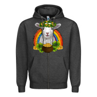Charcoal Heather st patricks day baby sheep shamrocks gold rainbow Zipper Hoodie - RanaPortraitStore