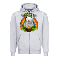 Heather Grey st patricks day baby sheep shamrocks gold rainbow Zipper Hoodie - RanaPortraitStore