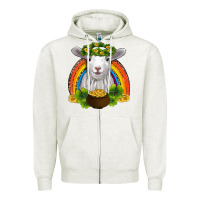 Oatmeal Heather st patricks day baby sheep shamrocks gold rainbow Zipper Hoodie - RanaPortraitStore