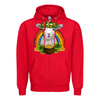 Red st patricks day baby sheep shamrocks gold rainbow Zipper Hoodie - RanaPortraitStore