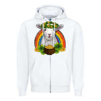 White st patricks day baby sheep shamrocks gold rainbow Zipper Hoodie - RanaPortraitStore