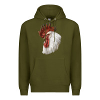 Army Green Leghorn Rooster Head Premium Hoodie - LillyAllenDesigns