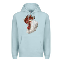 Blue Mist Leghorn Rooster Head Premium Hoodie - LillyAllenDesigns