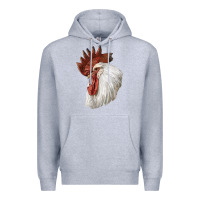Heather Grey Leghorn Rooster Head Premium Hoodie - LillyAllenDesigns
