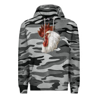 Slate Camo Leghorn Rooster Head Premium Hoodie - LillyAllenDesigns
