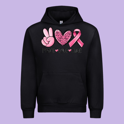 Peace Love Cure Breast Cancer Urban Hoodie Designed By Maliassmallbusiness