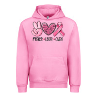 Fuchsia Pink peace love cure breast cancer Urban Hoodie - MaliasSmallBusiness