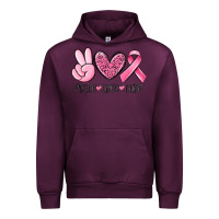Mauve Wine peace love cure breast cancer Urban Hoodie - MaliasSmallBusiness