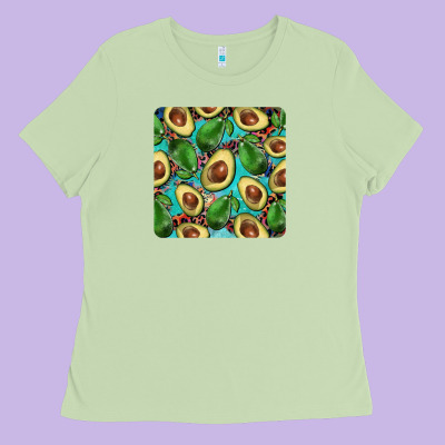 Avacado With Turquoise And Leopard Background Mug Coaster Ladies Tee Designed By Barkaloodesign