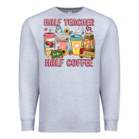 Heather Grey half teacher half coffee Premium Sweatshirt - JahusDesignShop