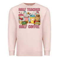 Pale Pink half teacher half coffee Premium Sweatshirt - JahusDesignShop