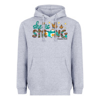 Heather Grey she is strong Heavyweight Hoodie - HRA Design Shop