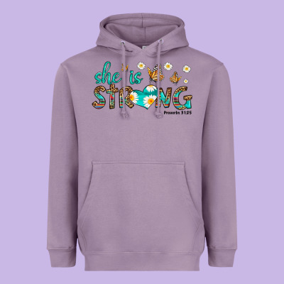 She Is Strong Heavyweight Hoodie Designed By Hra Design Shop