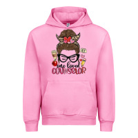 Fuchsia Pink messy bun one loved counselor Urban Hoodie - MaliasSmallBusiness