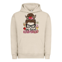 Pigment French Oak messy bun one loved counselor Urban Hoodie - MaliasSmallBusiness