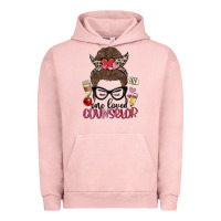 Pigment Salmon messy bun one loved counselor Urban Hoodie - MaliasSmallBusiness
