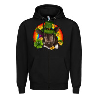Black st patricks day baby cow shamrock rainbow gold Zipper Hoodie - RanaPortraitStore