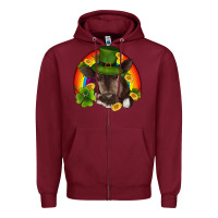 Burgundy st patricks day baby cow shamrock rainbow gold Zipper Hoodie - RanaPortraitStore