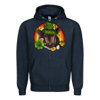 Navy st patricks day baby cow shamrock rainbow gold Zipper Hoodie - RanaPortraitStore