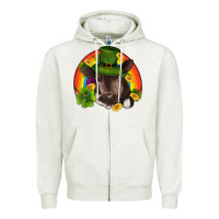 Oatmeal Heather st patricks day baby cow shamrock rainbow gold Zipper Hoodie - RanaPortraitStore
