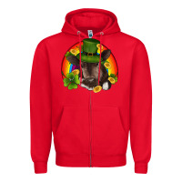Red st patricks day baby cow shamrock rainbow gold Zipper Hoodie - RanaPortraitStore