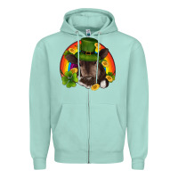 Seafoam st patricks day baby cow shamrock rainbow gold Zipper Hoodie - RanaPortraitStore