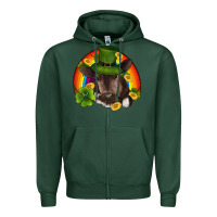 Sports Green st patricks day baby cow shamrock rainbow gold Zipper Hoodie - RanaPortraitStore