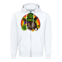 White st patricks day baby cow shamrock rainbow gold Zipper Hoodie - RanaPortraitStore