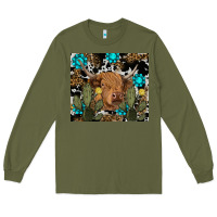 Army Green western cow Long Sleeve Tee - RanaPortraitStore