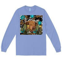 Colony Blue western cow Long Sleeve Tee - RanaPortraitStore