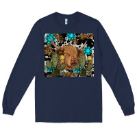 Navy western cow Long Sleeve Tee - RanaPortraitStore