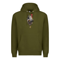 Army Green cream legbar rooster Premium Hoodie - LillyAllenDesigns