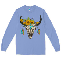 Colony Blue bull skull western Long Sleeve Tee - BarkalooDesign