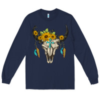 Navy bull skull western Long Sleeve Tee - BarkalooDesign