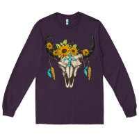 Plum bull skull western Long Sleeve Tee - BarkalooDesign