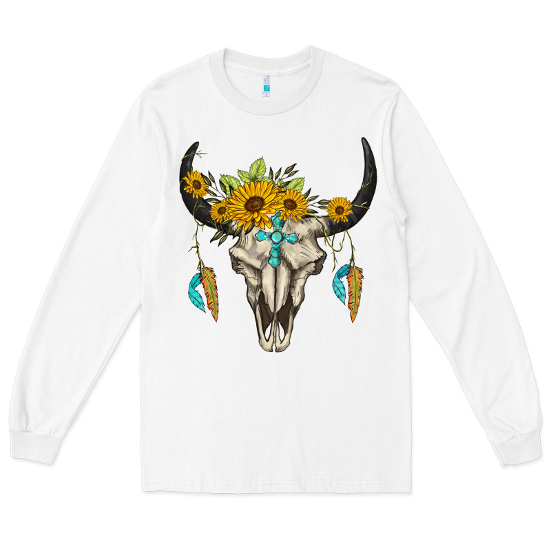 Bull Skull Western Long Sleeve Tee by BarkalooDesign | Teevron