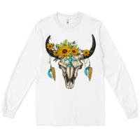 White bull skull western Long Sleeve Tee - BarkalooDesign