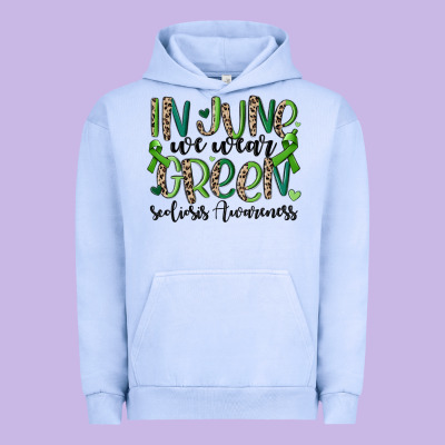 In June We Wear Green Scoliosis Awareness Urban Hoodie Designed By Maliassmallbusiness