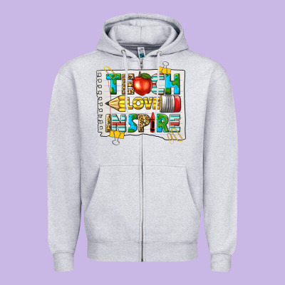 Teach Love Inspire Zipper Hoodie Designed By Texasbilliewilder